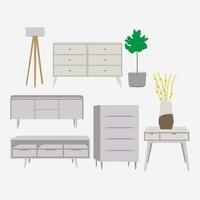 living room wardrobe interior set graphic elements in flat design vector