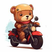 linda pequeño oso montando moto foto