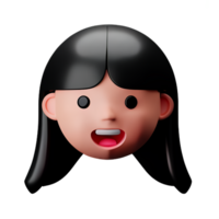 pequeño niña cara 3d representación icono ilustración png