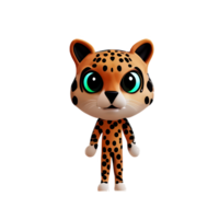 cheetah 3d rendering icon illustration png