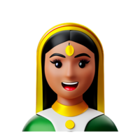 Indien la mariée visage 3d le rendu icône illustration png