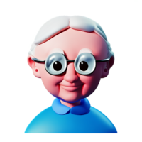 grandma face 3d rendering icon illustration png