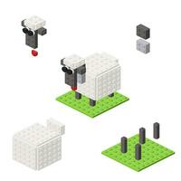 Concept with sheep in isometric style for print and design.Vector illustration. vector