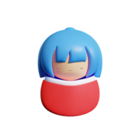 pequeño niña cara 3d representación icono ilustración png