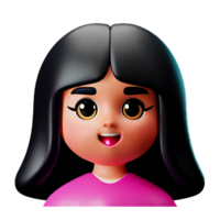 little girl face 3d rendering icon illustration png