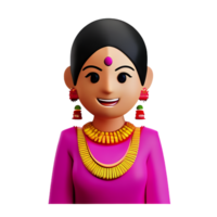 indiano sposa viso 3d interpretazione icona illustrazione png
