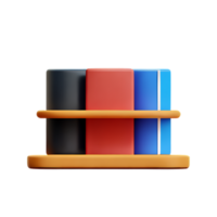 bookshelf 3d rendering icon illustration png