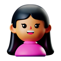 little girl face 3d rendering icon illustration png