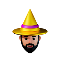 wizard face 3d rendering icon illustration png