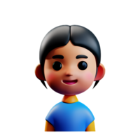 little girl face 3d rendering icon illustration png