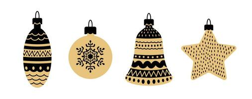 Golden Christmas Baubles vector set