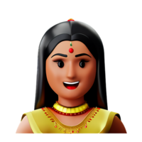 indio novia cara 3d representación icono ilustración png