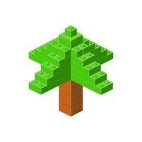 Coniferous tree in isometry. Vector illustration. Pixel art