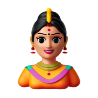 Indien la mariée visage 3d le rendu icône illustration png