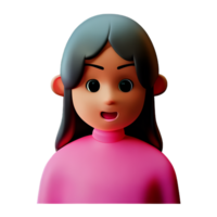 little girl face 3d rendering icon illustration png