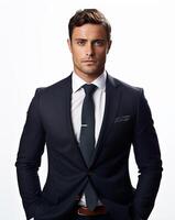 Ai generative Business man in a suit white transparent background photo