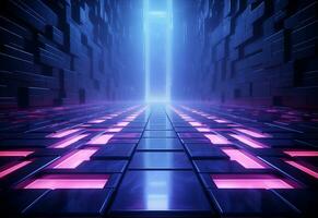 Ai Generative Neon illuminated futuristic backdrop realistic image, ultra hd, high design very detailed photo