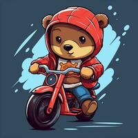 cute little bear riding bicycle photo