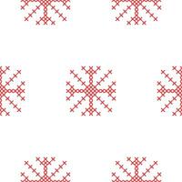 Seamless Pattern with snowflake in peasant folk rustic motif. cross stitch background vector