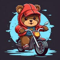 cute little bear riding bicycle photo