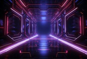 Ai Generative Neon illuminated futuristic backdrop realistic image, ultra hd, high design very detailed photo