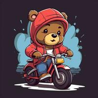 cute little bear riding bicycle photo