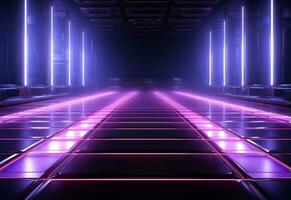Ai Generative Neon illuminated futuristic backdrop realistic image, ultra hd, high design very detailed photo