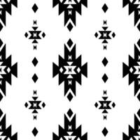 Native American ethnic repeat pattern design. Illustration of traditional seamless Aztec motif. Black and white. Design for textile template, fabric, curtain, shirt, frame. vector