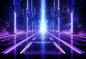 Ai Generative Neon illuminated futuristic backdrop realistic image, ultra hd, high design very detailed photo