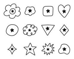 Cute hand drawn mark set for bullet journal. Diary note elements with checkboxes in the shape of flower, star, heart, circle, cloud. Tick star as important sign for weekly planner, notebook template vector