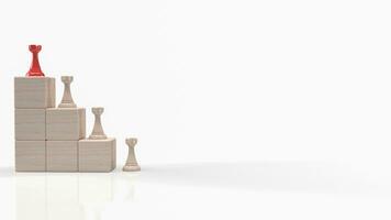 The chess on cube wood for Business concept 3d rendering photo
