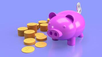 The piggy bank with wind up for earn or saving concept 3d rendering photo