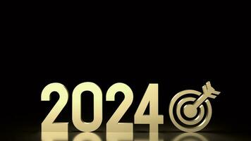 The Gold 2024 Number for New year Business concept 3d rendering photo