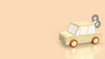 The car wood toy with wind up for service concept 3d rendering photo