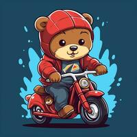 cute little bear riding bicycle photo