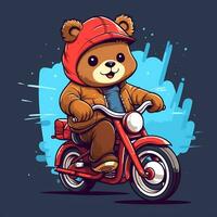 cute little bear riding bicycle photo