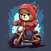 cute little bear riding bicycle photo