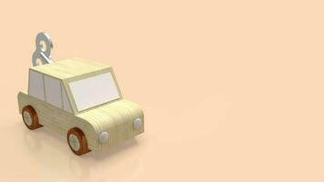 The car wood toy with wind up for service concept 3d rendering photo