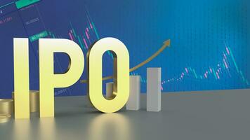 The gold ipo on chart background for Business concept 3d rendering photo