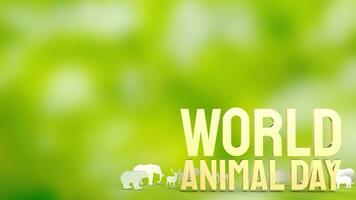 The animal plate and text for  World Animal Day concept 3d rendering photo