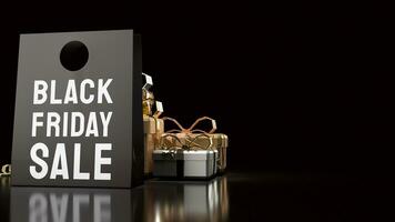 The Shopping Bag and gift box for Black Friday concept 3d rendering photo