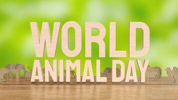 The animal plate and text for  World Animal Day concept 3d rendering photo