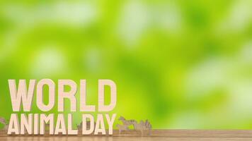 The animal plate and text for  World Animal Day concept 3d rendering photo