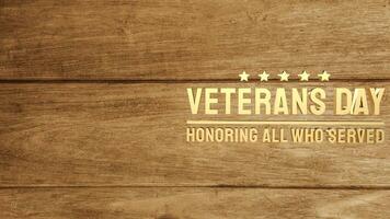 The veterans day gold text for holiday concept 3d rendering photo