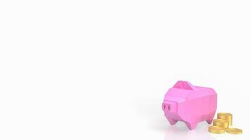 The piggy bank and gold coin for savings concept 3d rendering photo