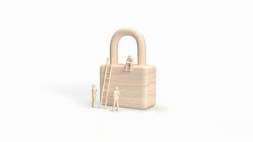 The man and lock for Business security concept 3d rendering photo