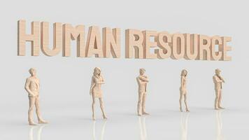 el humano recursos texto y humano figura para negocio concepto 3d representación foto