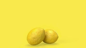 The lemon on yellow  background for food or drink concept 3d rendering photo