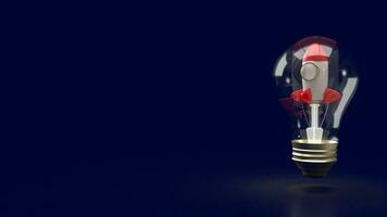 The rocket in bulb for startup Business concept 3d rendering photo
