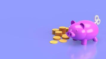 el cerdito banco con viento arriba para ganar o ahorro concepto 3d representación foto